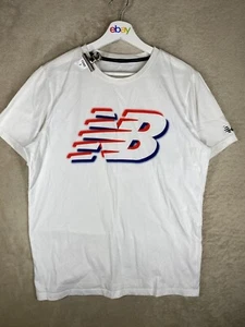 New Balance Casual T-Shirts Top Size M Mens White Short Sleeve - Picture 1 of 12