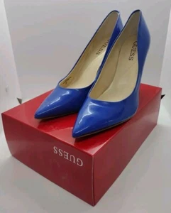Vintage Guess Eloy Blue High Heel Pumps Womens Size 8 Closed Toe 80s 90s NOS - Picture 1 of 14