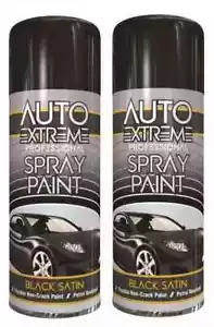 2x Allzweck Schwarz Satin Sprühlack Aerosol Auto KFZ Metall Holz Kunststoff 300ml - Bild 1 von 5
