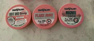 NEW -NO BOX- SOAP & GLORY BODY SCRUBS FLAKE AWAY, MAGNIFICOCO, BUFF- TRAVEL SIZE - Image 1 of 2