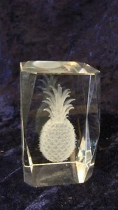 ACID ETCHED BEAUTIFUL CRYSTAL PAPERWEIGHT ~ 3” x 2” ~ VGC ~ - Picture 1 of 6