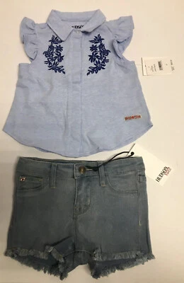 Hudson Kids 2 Peice Set Sz 2 T Light Blue Shirt Denim Jean Shorts - Image 1 of 4