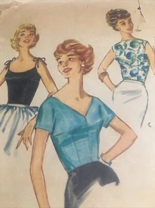 Vtg 50's McCalls 5226 SPAGHETTI STRAP TIE SHOULDER BLOUSE Sewing Pattern Bust 31 - Picture 1 of 7