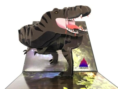 HANDMADE 3D Pop Up Greeting Card Tyrex T Rex Tyrannosaur Dinosaur Birthday Kid Children