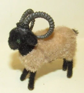Vintage Bighorn Sheep Kunstlerschutz Handwork West Germany Fuzzy Animal Figure - Picture 1 of 4