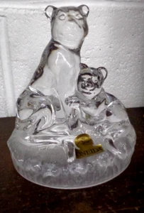 ONEIDA Italy CAPRI Collection 24% Lead Crystal Figurine ~ BEARS ~ 6" H - Picture 1 of 8
