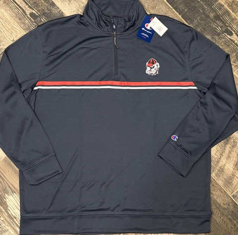 New Champion Men's Georgia Bulldogs UGA Gray 1/4 Zip Shirt Jacket CBM5G87COS XXL Cover