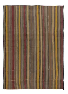 4x5.5 Ft Colorful Hand-Woven Anatolian Kilim, Flat-Weave Vintage Rug, All Wool - Picture 1 of 5