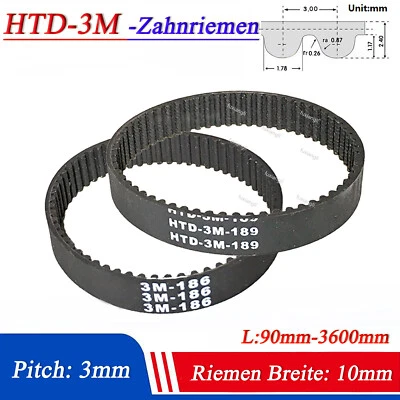 MARKENLOS HTD-3M Zahnriemen Geschlossen Breite 10mm Riemen CNC Antriebsriemen Closed Belt
