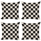 Checkers Game Pillow cushion set of 4 Squares with Cats