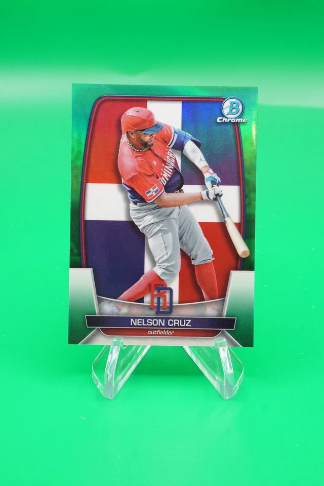2023 Bowman Chrome WBC Flag Green Refractor SP /99 #WBC-29 Nelson Cruz R6220J - Image 1 of 2