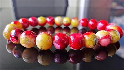 Pulsera de cuentas de piedras preciosas de chile dulce para hombre elástica 10 mm - 8,25" pulgadas multicolor Foto 1 de 4