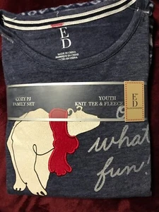 ED Ellen Degeneres Youth 6-8 Christmas Bear Oh what fun!  Holiday Pj set  - Picture 1 of 3