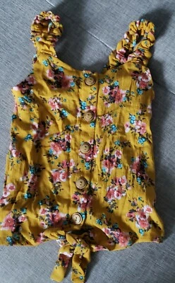 Art Class Youth Girls Golden Floral Sleeveless Top Size S (6/6X) Free shipping - Image 1 of 4