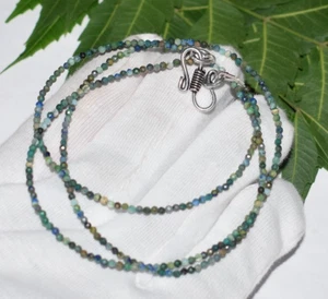 48 " Naturale Azzurrite Collana con Perline 2 MM Gemma 925 Argento Sterling - Foto 1 di 14