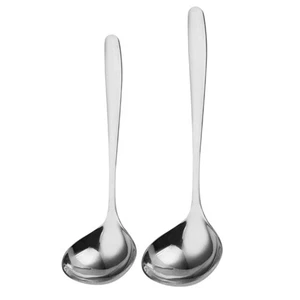 2pcs Stainless Steel Soup Ladle Spoon, Long Handle Round Scoop For Home - Picture 1 of 12