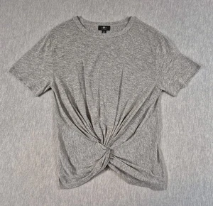 7 For All Mankind T Shirt Front Tie Knot Womens Medium Gray Short Sleeve - Picture 1 of 17