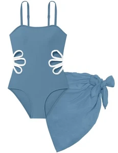 Girls Swimsuits Size 10-12, Adjustable Straps Cut Out One Piece Swimsuit with... - Picture 1 of 7
