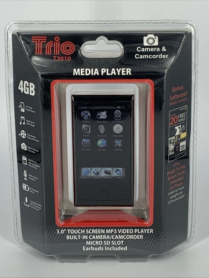 Reproductor multimedia - Trío 4 GB Cámara MP3 de video musical - Pantalla táctil de 3" Velocidad Mach Foto 1 de 4