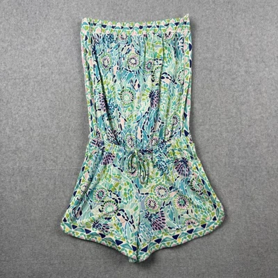 Mameluco Lilly Pulitzer Mujer XS Azul Verde Sin Tirantes Cordón Floral Rikki Foto 1 de 4