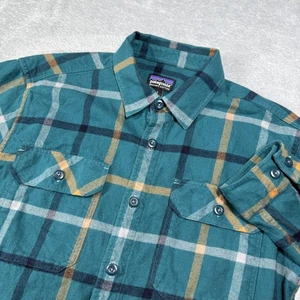 Patagonia Shirt Mens Small Green Fjord Flannel Plaid Organic Casual Outdoor - Picture 1 of 13