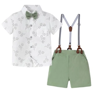 Boy Clothes Kids Formal Suit Summer Short Sleeve Shirt & Shorts Gentleman Out... - Picture 1 of 6