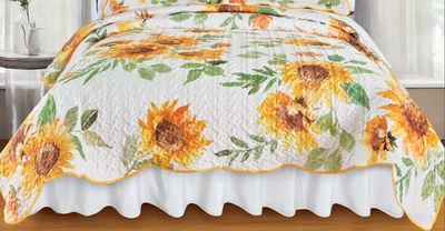 Edredón reversible de girasol con borde festoneado tamaño completo/queen Foto 1 de 4