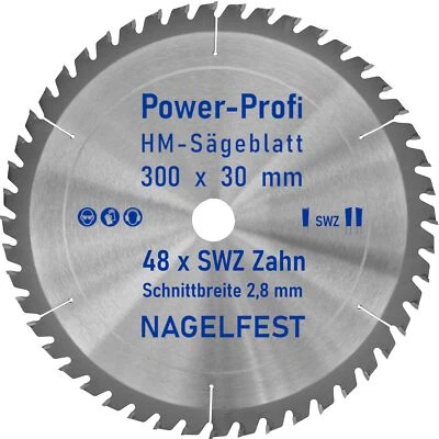 AZPROF® HM-Kreis-Sägeblatt 300 x 30 mm 48 x SWZ Super-Wechselzahn für Wippsäge Kreissäge