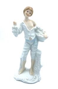 Splendid Statue IN Biscuit Of Porcelain German - Boy Fruit - Picture 1 of 3