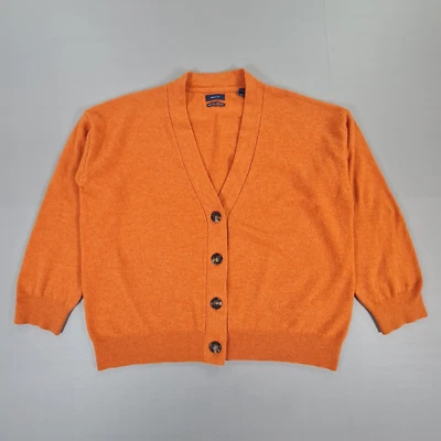 GANT Womens Cardigan Orange Large Super Fine Lambs Wool Knitted Buttoned Sweater - Image 1 of 4