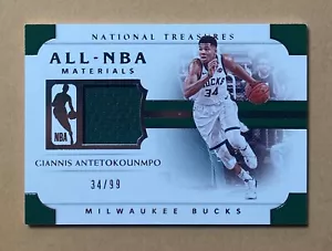 2018-19 Panini National Treasures Giannis Antetokounmpo #34/99 Jersey Number 1/1 - Picture 1 of 2