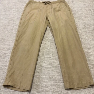 Брюки мужские Cubavera большие бежевые льняная смесь тропический курорт пляж круиз - Изображение 1 из 4