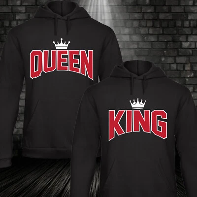 King Queen Partner Hoodie Kapuzen Pulli Sweatshirt Krone Paar Unisex XS-4XL - Bild 1 von 2