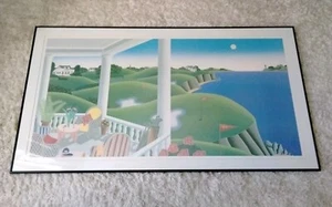 Thomas McKnight Chalk Vermilion Greenwich CT Golf Course Frame Print 52x28 Large - Picture 1 of 6