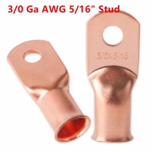 1x Ring Cable Lug Crimp Copper Terminal Power Ground Wire 3/0 Ga AWG 5/16" Stud - Picture 1 of 3