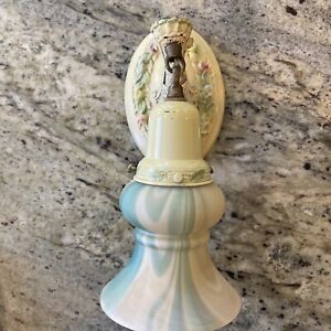 Victorian Cast Iron and Aluminum Floral Painted Wired Wall Sconce w/ Globe