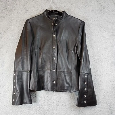 Jones New York Leather Coat - Woman's Size 8 - Black - Image 1 of 4