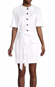 NWT Kate Spade Womens Shirt Dress White 10 Utility Fresh Short Sleeve New York - Picture 1 of 5