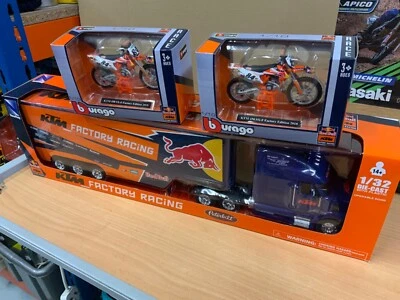 New Ray 1:32 Red Bull KTM Motocross team Truck with 2xHerlings 1:18 toy bikes - Image 1 of 4