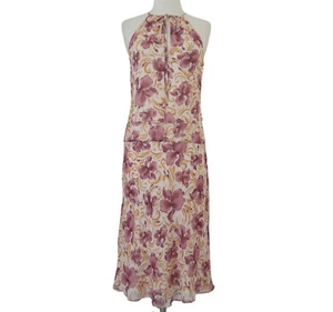 COLLETTE DINNIGAN Floral print silk dress sz M - Picture 1 of 5