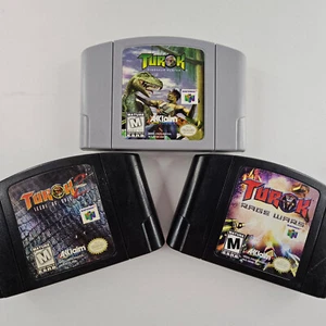 Turok 1 2 & Rage Wars N64 Games Authentic Nintendo Dinosaur Hunter/Seeds of Evil - Picture 1 of 20