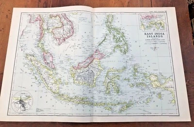 1900s double page map from g.w. bacon - east india islands  - Image 1 of 3