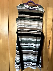 Ladies sleeveless fully lined dress size 16 by Maine (Debenhams), green, beige - Picture 1 of 10
