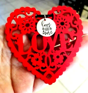 Love You More Wood Heart Sign, Daughter Gift, Back To School Dorm Wall Decor - Picture 1 of 5