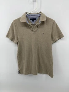 Tommy Hilfiger Boys Polo Shirt Youth Size Medium Beige Tan Short Sleeve FastShip - Picture 1 of 7