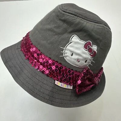 Hello Kitty Fedora Girls Cap Hat Fitted One Size Grey Pink - Изображение 1 из 4