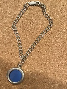 Bracciale catena doppio cordino argento sterling con ciondolo medaglione argento tondo - Foto 1 di 2