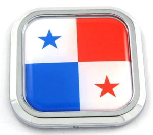 Panama Flag Square Chrome rim Emblem Car 3D Decal Badge Hood Bumper sticker 2" - Imagen 1 de 8