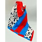 Signed P.A.S. Vintage Scarf Red & Blue Cow Print Design Hand Rolled Sold As Is