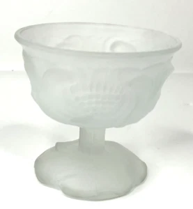 Vintage Avon Sherbet Dish Frosted Glass Floral Pedestal 1970's Retro - Picture 1 of 8
